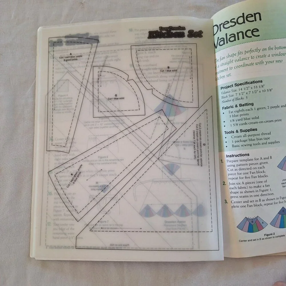 Easy Dresden Kitchen Quilting Booklet 6 Quilting Projects & Plastic Templates - Picture 3 of 7